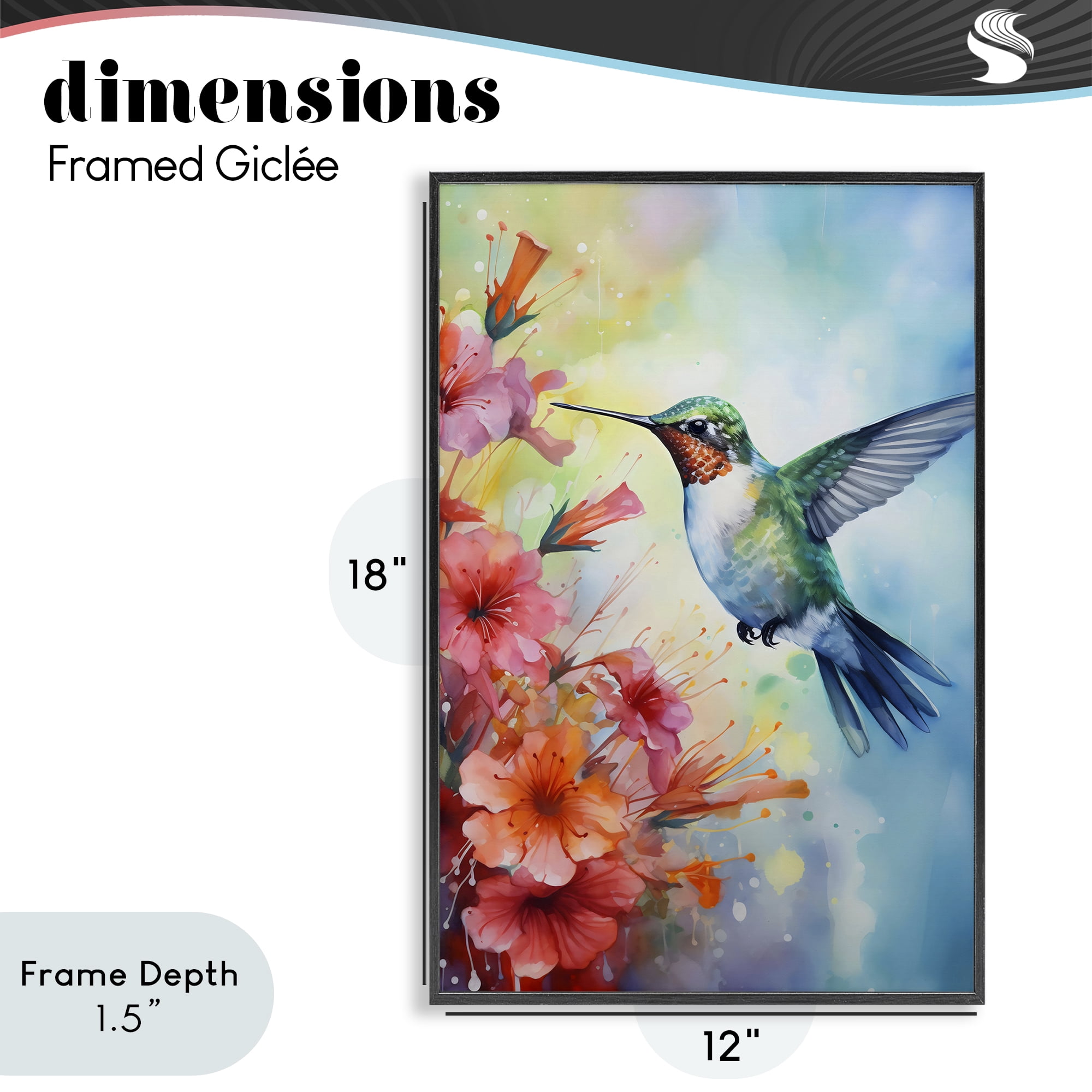 Stupell Industries Hummingbird Hibiscus Serenade Black Framed Giclee Art, design by Creative Studio