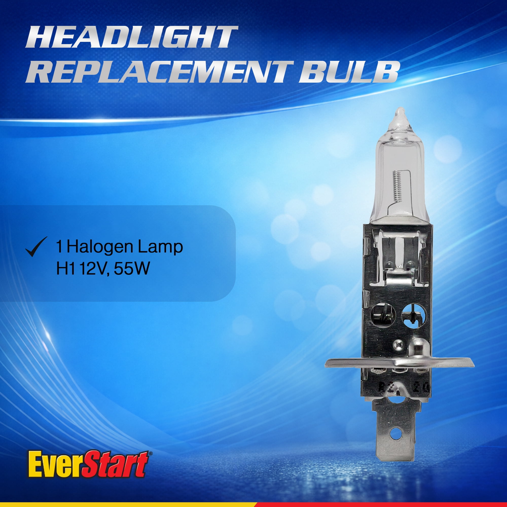 EverStart H1 Halogen Headlight Bulb, 1 pack, Compatible with Multiple Cars