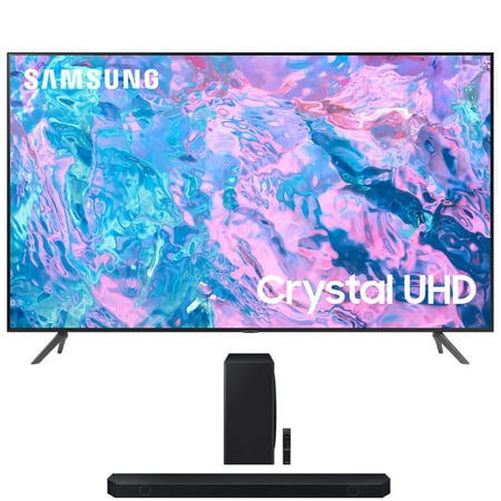 Samsung UN58CU7000 58 inch Crystal UHD 4K Smart TV (2023) Bundle with Q-series 5.1.2 ch. Wireless Dolby ATMOS Soundbar w/ Q-Symphony, HW-Q800C