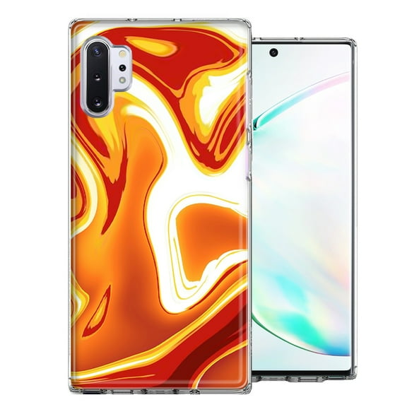 MUNDAZE For Samsung Galaxy Note 10 Plus Orange White Abstract Design Double Layer Phone Case Cover