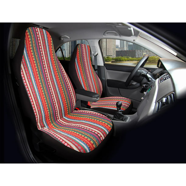 Auto Drive 2pc High Back Seat Covers Bohemian Dreams Colorful Universal Fit Com - Pink Volkswagen Jetta Car Seat Covers