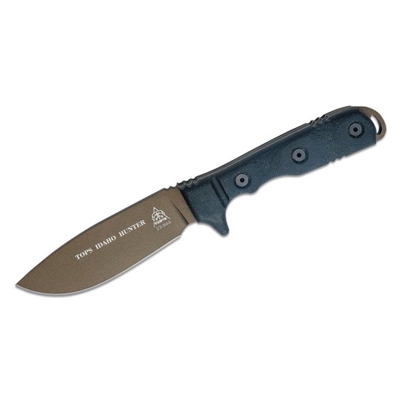 Tops Knives Idaho Hunter Fixed Blade Knife, Snake River Edition, Black, 4.75in