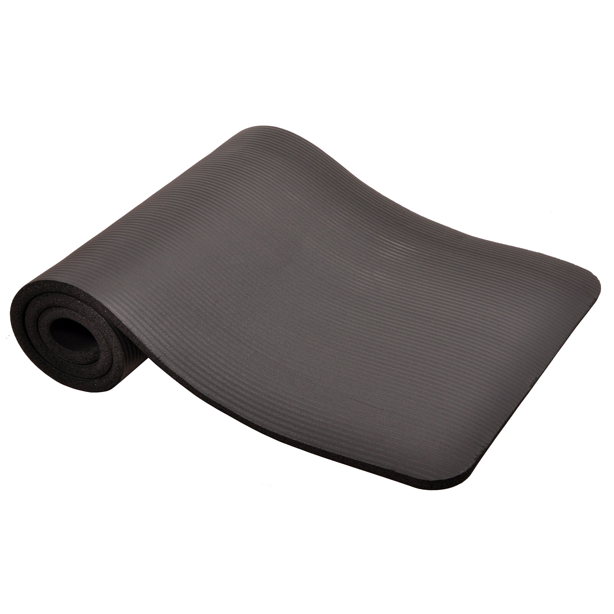 Signature Fitness 1" Extra Thick Exercise Yoga Mat with Carry Strap, Black