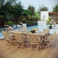 thumbnail image 2 of Modern Contemporary Urban Design Outdoor Patio Balcony Garden Furniture Side Dining Chair and Table Set, Wood, Natural, 2 of 8