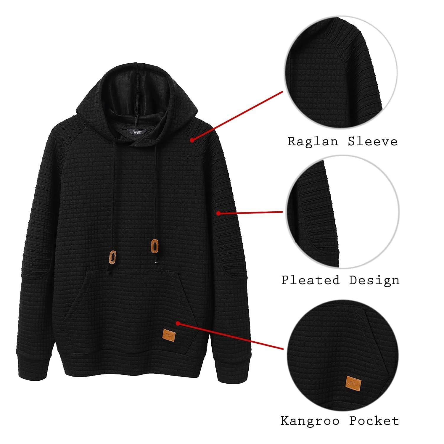 COOFANDY Men's Knit Hoodie Pullover Hipster Hip Hop Long Sleeve Drawstring Waffle Hooded Sweatshirt with Kanga Pocket