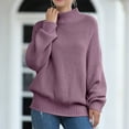 thumbnail image 4 of UJNDER Womens Knit Sweater Batwing Sleeve Roll Neck Europe America Style Cozy Winter Wear Purple S, 4 of 6