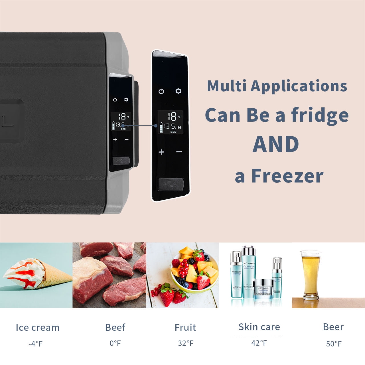 Alpicool T36 Dual Temperature Control 12 Volt Refrigerator 38 Quart(36 Liter), Portable Car Fridge Freezer (-4°F~68°F) for Truck, RV, Boat, Camping and Travel, 12/24V DC and 100-240V