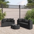 thumbnail image 1 of vidaXL 6 Piece Garden Sofa Set with Cushions Black Poly Rattan, 1 of 5
