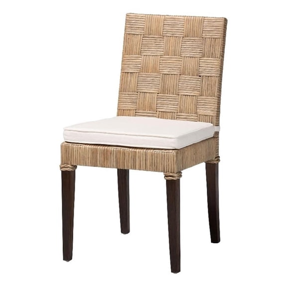 bali & pari Fatima Natural Rattan Dining Chair with Cushion Handwoven Side Chair