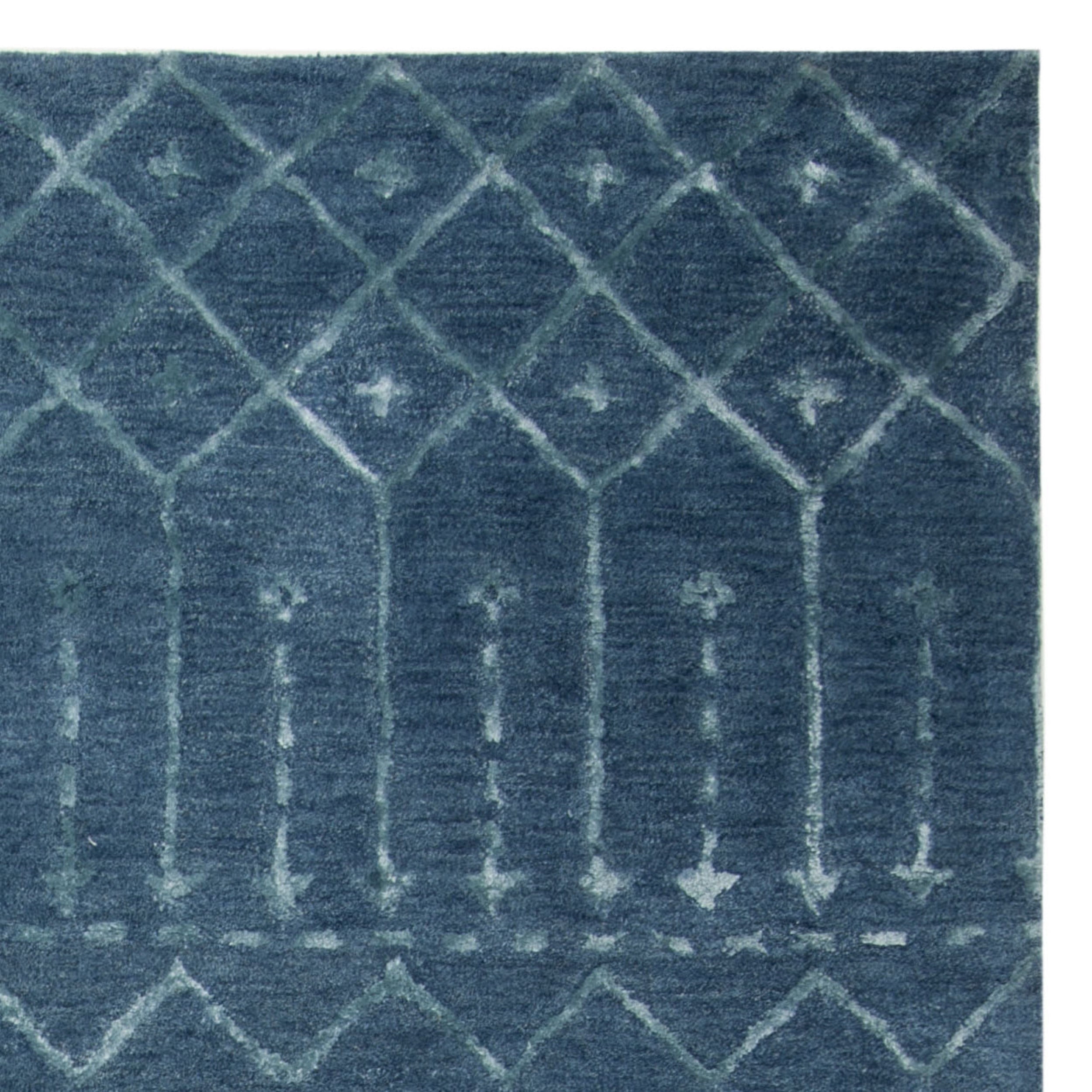 SAFAVIEH Himalaya Darin Geometric Wool Area Rug, Navy/Silver, 10' x 14'