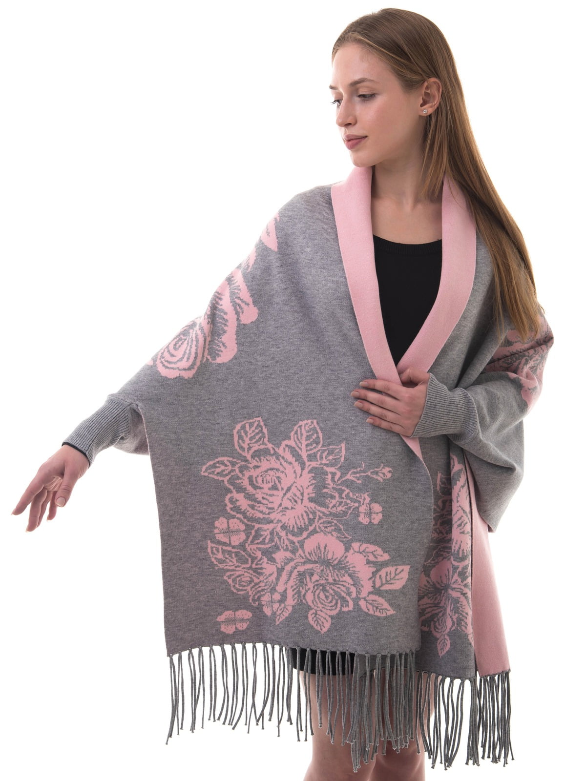Edelvey Knitted Cardigan Shawl Wrap Poncho Open Front for Women with
