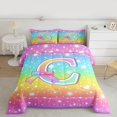 thumbnail image 2 of Homewish Ribbon Letter C Queen Comforter Set, Bling Dreamy Stars Rainbow Bedding Sets, Princess Cartoon Style Reversible Bedding Comforter Set, Ultra Soft Bedroom Decor, 3 Pieces, 2 of 8