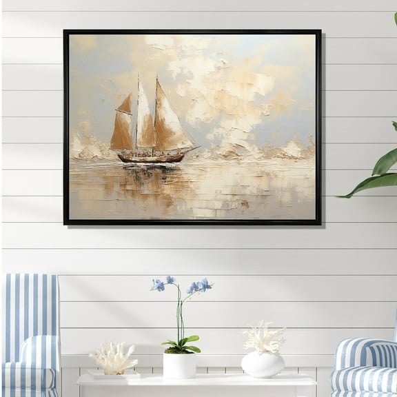 Designart "Maritime Adventure" Sailing Floater Framed Wall Art Prints