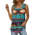 thumbnail image 2 of JGGSPWM Womens Aztec Ethnic Sleeveless Tank Tops Square Neck Unique Blouse Trendy Shirts Cute Vest Camisole Tshirts Sky Blue L, 2 of 4