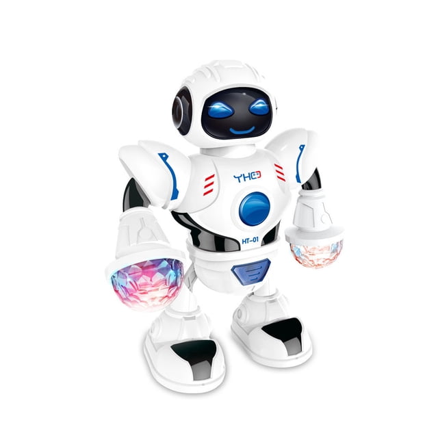 Bewildely Robot electrónico de baile Musical para niños que camina Musical colorido juguete de Robot para niños Videojuegos portátiles
