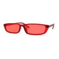 thumbnail image 2 of Womens Mod Pop Color Narrow Rectangle Cat Eye Sunglasses Red, 2 of 4