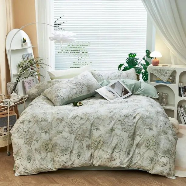 Thl1176 400Tc Juego de cama de lujo con estampado floral de algodón ultra suave