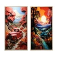 thumbnail image 2 of Designart "Road Legends Coral Pickup Truck Adventure I" Pickup Truck Framed Wall Art Set Of 2 - Coral Transportation Framed Canvas Set For Living Room Decor, 2 of 6