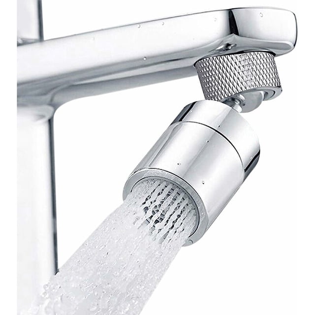 Aireador de grifo con aireador de grifo giratorio de gran angular de 80 grados, doble función, cocina, baño, cromo pulido (FM22)
