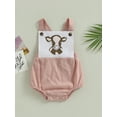 thumbnail image 2 of Wassery Baby Girls Summer Casual Romper 3 6 9 12 18 Months Infant Girls Sleeveless Cattle Head Print Contrast Color Playsuit, 2 of 9