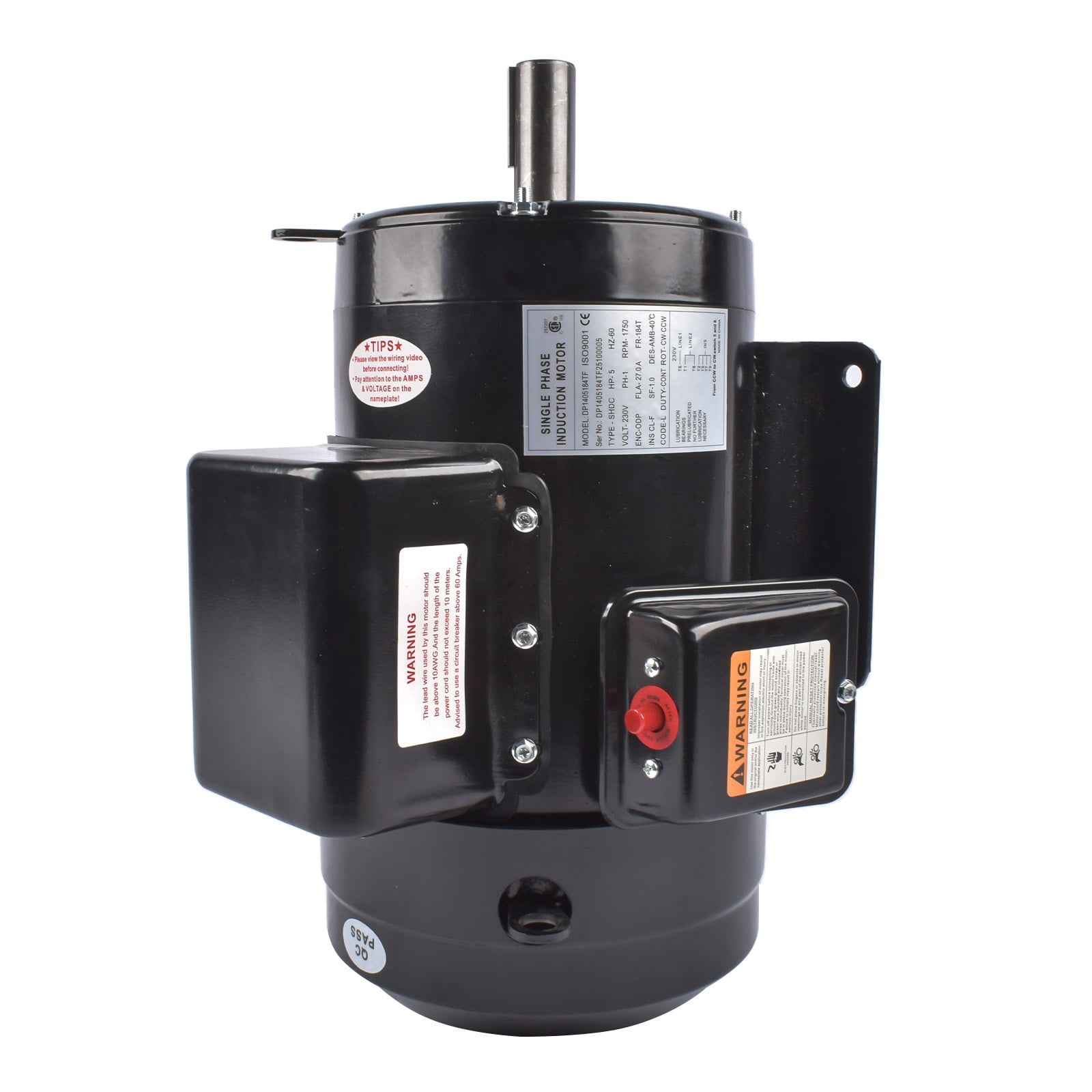 5 HP Single Phase Industrial Air Compressor Electric Motor 184T Frame 1725 RPM