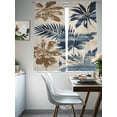 thumbnail image 4 of Navy Blue Brown Botanical Sheer Curtains 72 Inch Length 2 Panels Set, Tropical Palm Leaves Retro Voile Window Treatment Rod Pocket Curtains Sheers Drapes for Bedroom/Living Room/Kitchen 52"x72"x2, 4 of 7