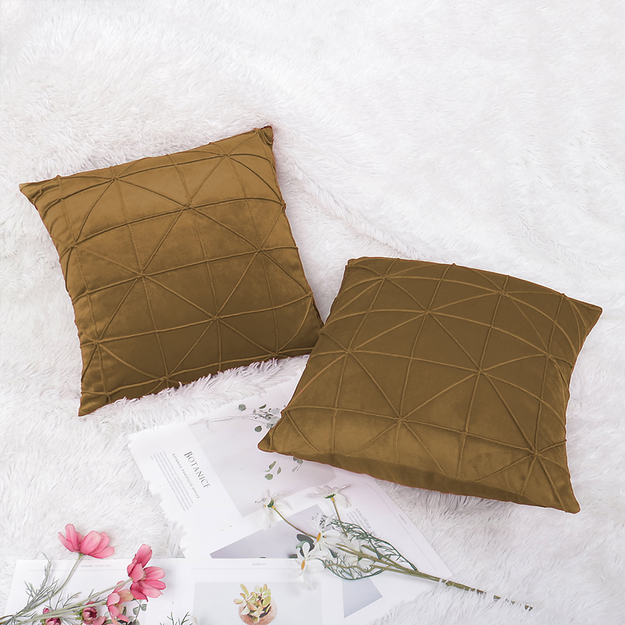 1PC Geometric Velvet Pillow Case Sofa Waist Throw Cushion Solid Cover Home Decor 