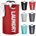 thumbnail image 1 of Cesto para la colada plegable grande de 82 L con asas de aleación para la universidad, camping y el hogar, resistente y duradero, cesto para la colada plegable grueso para almacenamiento de ropa, color rojo oso de fresa Electrónica, 1 of 5