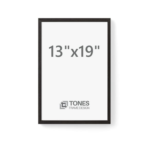 TONES FRAME DESIGN 13x19 Picture Frame, Greyish Black Large Picture Frames, Solid Wood Veneer Finish Poster Frame with Plexiglass for Gallery Wall Photo Art Prints Home Decor (1 Pack)