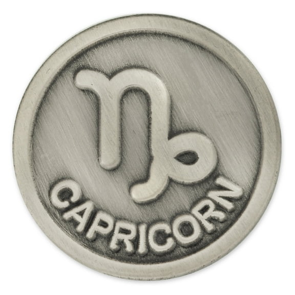 PinMart's Antique Silver Capricorn Zodiac Goat Symbol Lapel Pin
