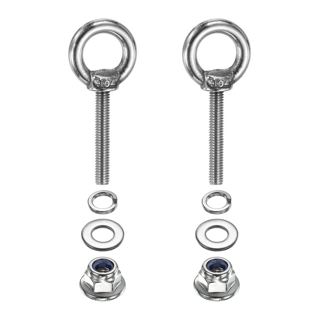 Uxcell M4 x 25mm Shoulder Eye Bolt, 2 Pcs 302 Stainless Steel Lifting Eye Bolt