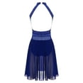 thumbnail image 5 of iEFiEL Women's Lyrical Modern Contemporary Dance Dress Rhinestone Chiffon Gymnastic Leotard Blue M, 5 of 7