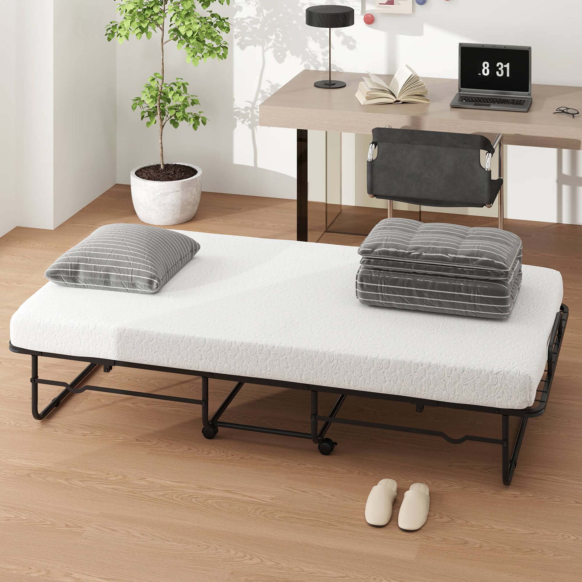 Costway Twin Size Folding Bed 38" x 75" Rollaway Guest Bed Portable Sleeper Bed