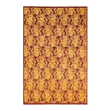 Hand-Knotted Wool Oriental Traditional Red Area Rug 4' 8" x 7' 1"