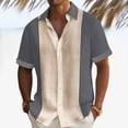 thumbnail image 2 of Durtebeua Men's Vintage Bowling Shirt Short Sleeve Button Down Summer Cuba Beach Shirts Grey,S, 2 of 5