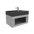 thumbnail image 4 of Amazon 30" Gray Wood Floating Vanity with Black Top and Chrome Trim, 4 of 10