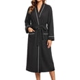 thumbnail image 3 of UVN Long Robes for Women Long Sleeve Kimono Bathrobe Waffle Knit Wrap Robe Soft Cozy Lightweight Sleepwear Nightgown with Pockets, 3 of 9