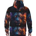 thumbnail image 7 of Wukai Forest Cool Lion Print Men Hoodies Fleece Sweatshirts Long Sleeve Sweaters Pullover Fall Outfits Winter Clothes-4X-Large, 7 of 7