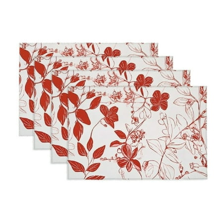 

Vintage Flowers mats - 100% of 4 Decorative Mats | | Floral Print Table mat for Dining Kitchen Parties & - Fall/Spring/Summer 11.8*17.7in