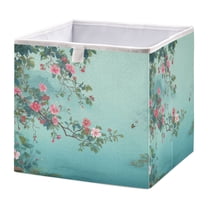 Foldable Fabric Storage Bin Home Cubes Clothing Organizer Bins Large Collapsible Box Basket for Home Organizer Flowers and Butterflies Flying
