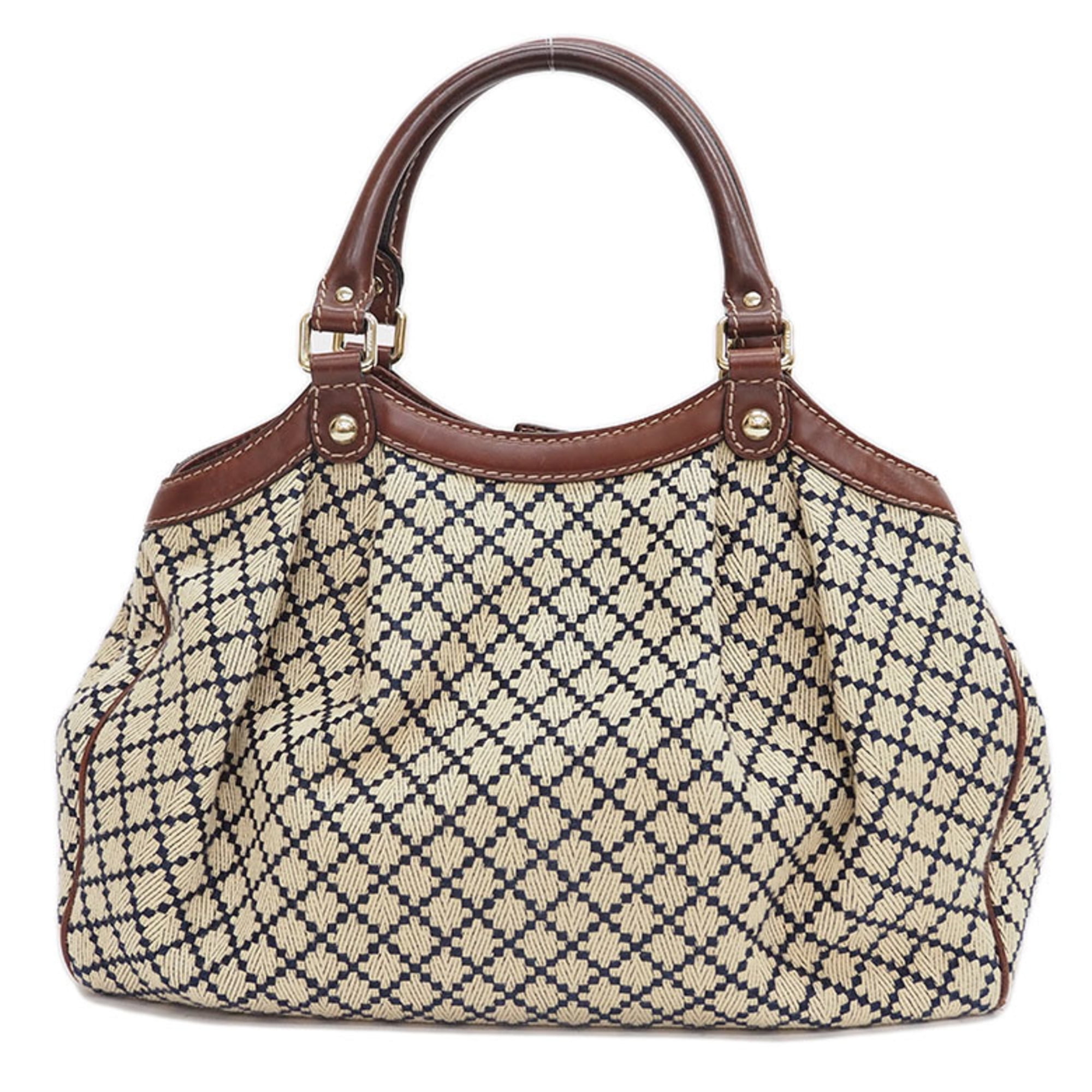 Pre-Owned Gucci GUCCI Diamante Suki Tote Handbag Beige Navy 