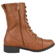 thumbnail image 3 of Forever Women Shoes Combat Army Style Boots Lace Up Side Zipper Booties Light Brown Tan 7.5, 3 of 4