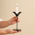 thumbnail image 4 of 7.9in Bat Iron Taper Candlestick – Halloween Party Essential, Seasonal Table Centerpiece Decor Gift, 4 of 7