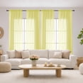 thumbnail image 4 of MKHILL Lemon Yellow Sheer Curtains 108 Inch Long 2 Panels, Light Filtering Privacy for Living Room/Bedroom, Semi Transparent Voile Rod Pocket Window Treatment, Each 42" W x 108" L, 4 of 9