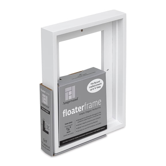 Ampersand Floater Frame - Thin, White, 5" x 7", 7/8"