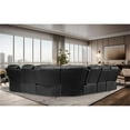 thumbnail image 2 of Kingway Furniture Faux Leather Reclining Sectional Sofa, Black, 2 of 16