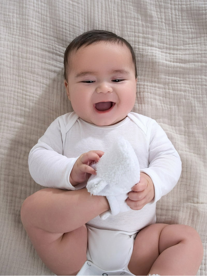 Gerber Gender Neutral Leisure White Long Sleeve Cotton Bodysuit,