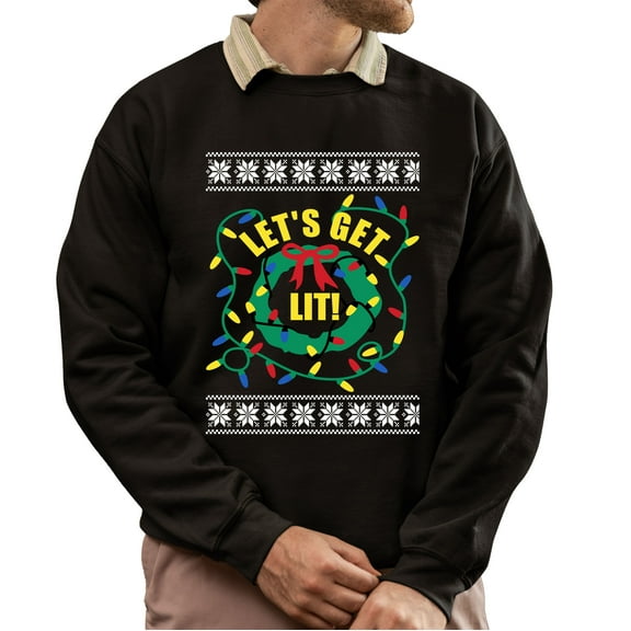 Ugly Christmas Sweater, Xmas Sweater Mens And Women, Funny Ugly Christmas Sweater, Let's Get Lit Ugly Christmas Sweater