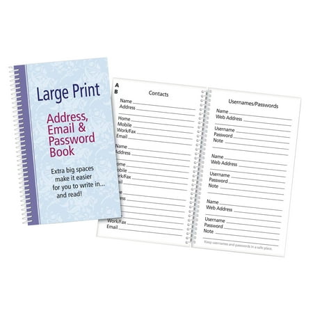 Large Print Address, Email & Password Book (Best Way To Verify Email Address)