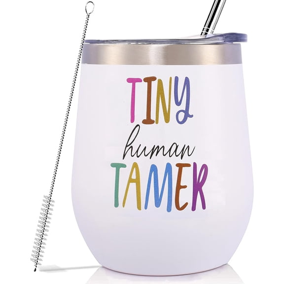 Novelty Teacher Tumbler-Tiny Human Tamer-Preschool Teacher Gift-Teacher Appreciation-Daycare Teacher Gift-End of Year Teacher Gift-12oz Tumbler Coffee Cup Mug-Birthday Christmas New Year Gift